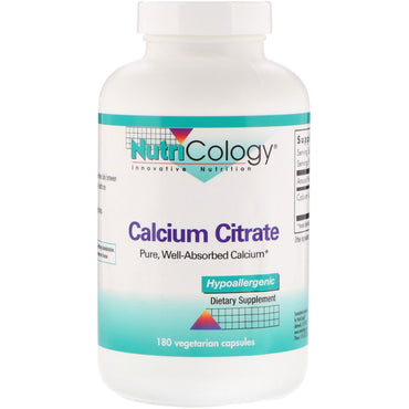 Nutricologie, Citrate de Calcium, 180 Capsules Végétariennes