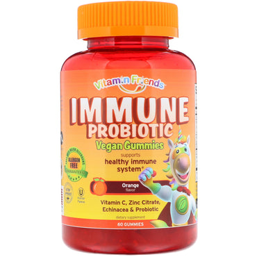 Vitamin friends, gomitas veganas probióticas inmunes, naranja, 60 gomitas