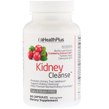 Health Plus Inc., Kidney Cleanse, 550 מ"ג, 60 כמוסות