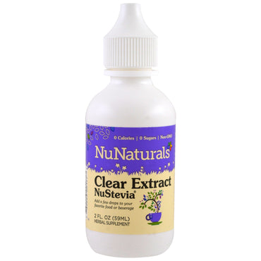 NuNaturals, klart ekstrakt NuStevia, 2 fl oz (59 ml)