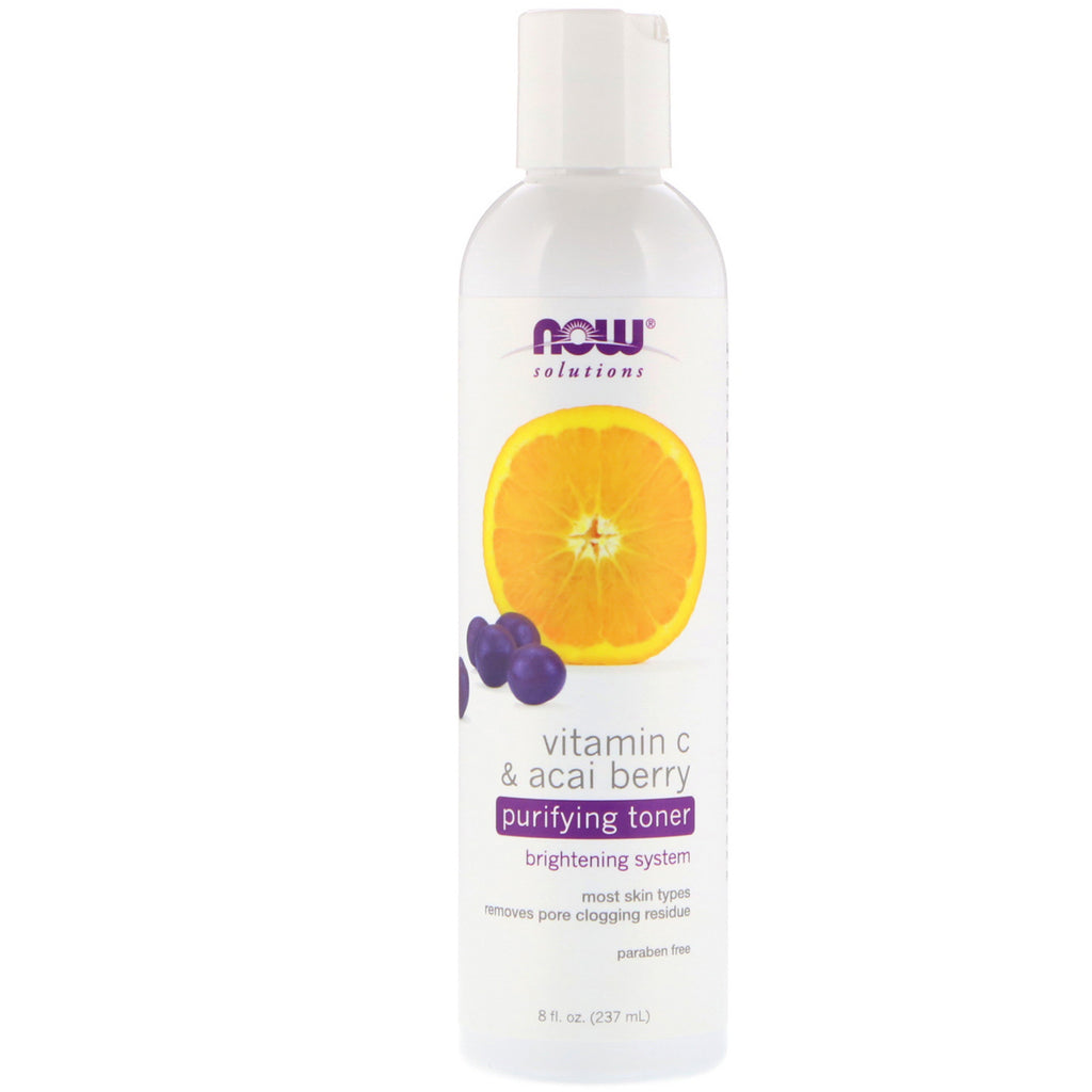 Now Foods, Solutions, Purifying Toner, Vitamin C & Acai Berry, 8 ออนซ์ (237 มล.)