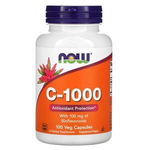 Now Foods ビタミン C-1000、100mg バイオフラボノイド、100 VCaps 配合