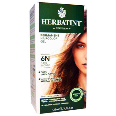 Herbatint, gel permanent pentru culoarea părului pe bază de plante, 6N, blond închis, 4,56 fl oz (135 ml)