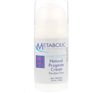 Entretien métabolique, crème progestative naturelle, 3,5 fl oz (100 ml)