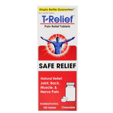 MediNatura, T-Relief, Safe Relief, tabletas para aliviar el dolor, 100 tabletas