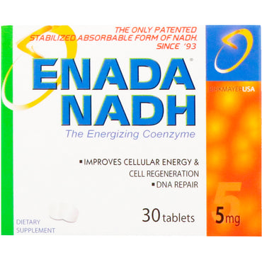 Co - E1, Enada NADH, The Energizing Coenzyme, 5 mg, 30 tabletter