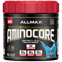 ALLMAX Nutrition, AMINOCORE, BCAA, 8G BCAAs, 100% Pure 45:30:25 Ratio, Gluten Free, Blue Raspberry, 1.02 lbs (462 g)