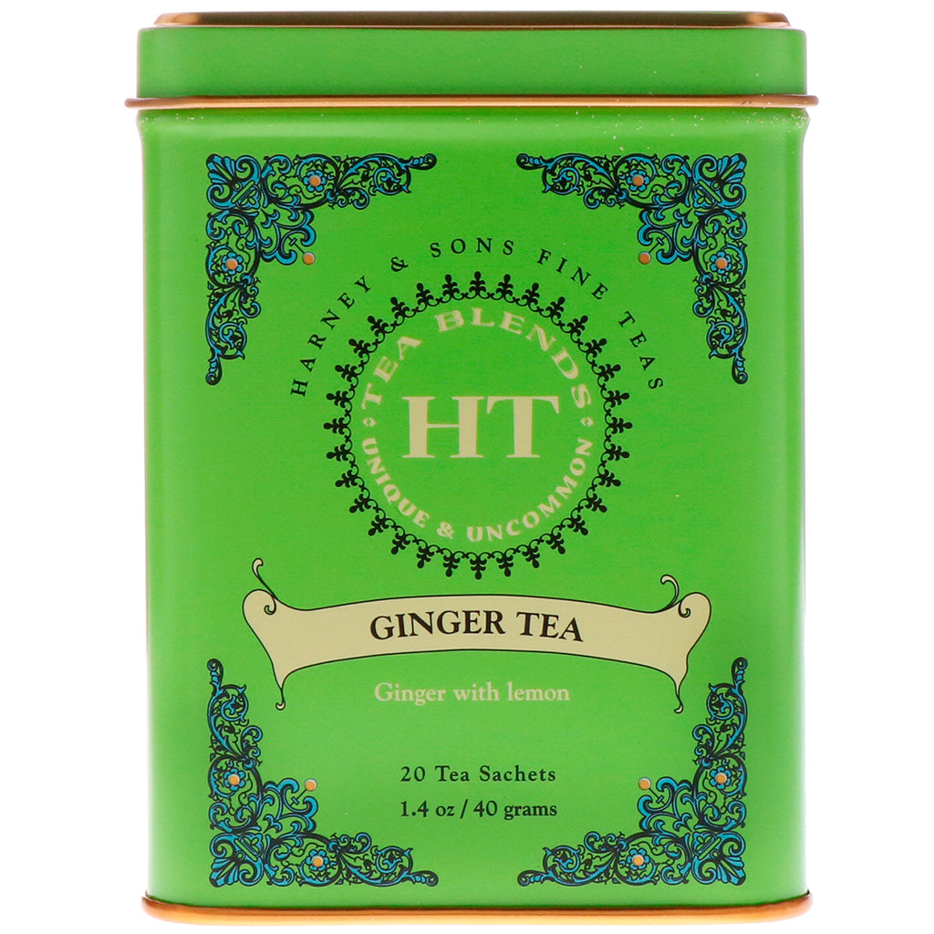 Harney & Sons, תה ג'ינג'ר, 20 שקיות תה, 1.4 אונקיות (40 גרם)