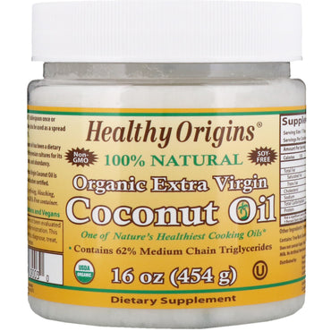 Healthy Origins, 엑스트라 버진 코코넛 오일, 454g(16oz)