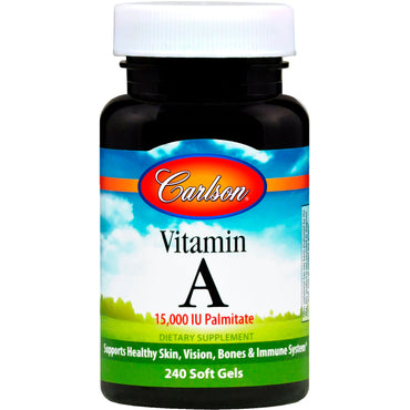 Laboratoires Carlson, vitamine A, 15 000 UI, 240 gélules molles