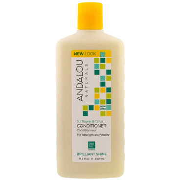 Andalou Naturals, Après-shampooing, Brillance brillante, Pour force et vitalité, Tournesol et agrumes, 11,5 fl oz (340 ml)