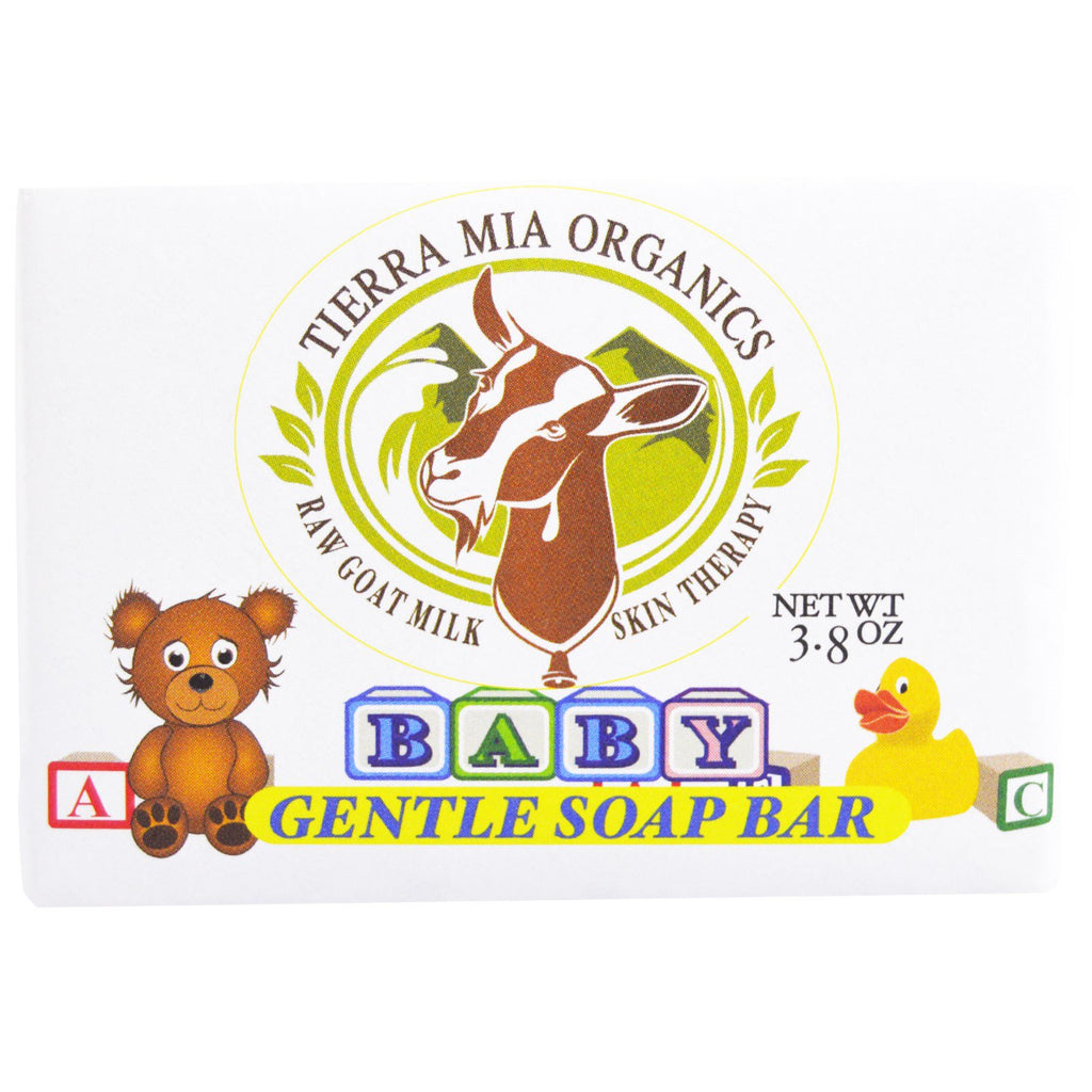 Tierra Mia s, علاج بشرة حليب الماعز الخام، للأطفال، قالب صابون لطيف، 3.8 أونصة