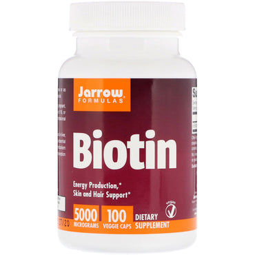 Jarrow Formulas, Biotin, 5.000 µg, 100 vegetarische Kapseln