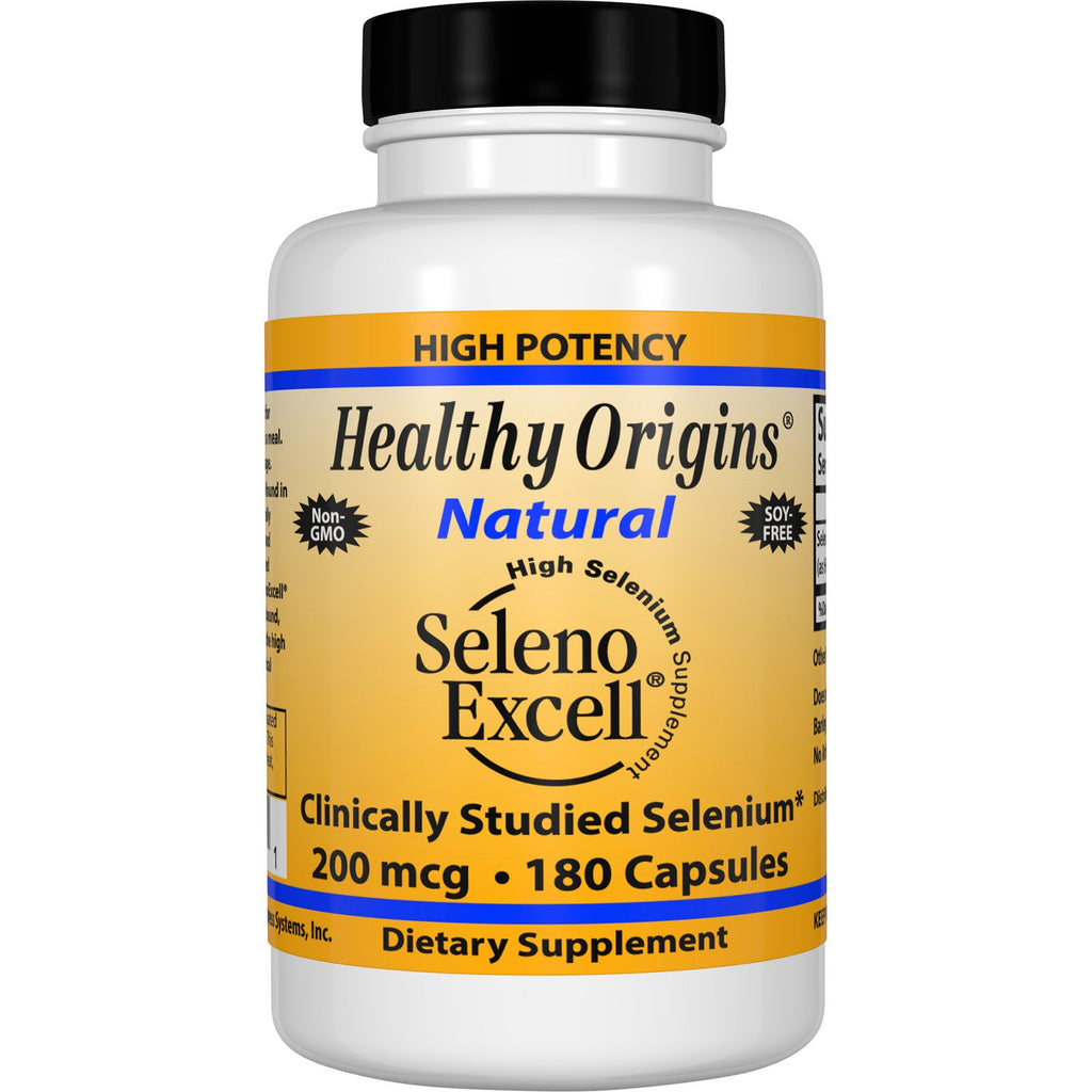 Healthy Origins, Seleno Excell، مكمل غذائي عالي السيلينيوم، 200 ميكروجرام، 180 كبسولة