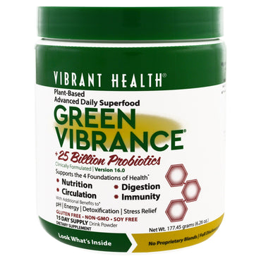 Vibrant Health, Green Vibrance +25 Bilhões de Probióticos, Versão 16.0, 6,26 onças (177,45 g)