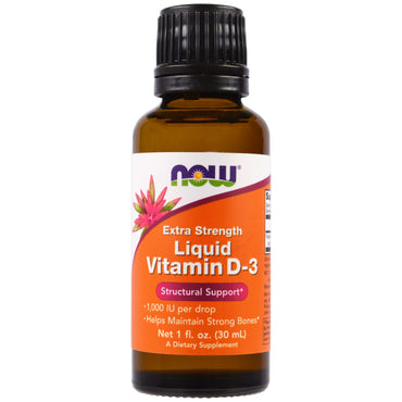 Now Foods, Liquid Vitamin D-3, Extra Strength, 1,000 IU, 1 fl oz (30 ml)