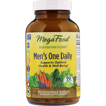 MegaFood, Men's One Daily, sans fer, 90 comprimés