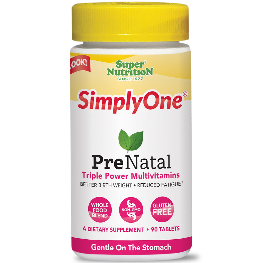 Super nutrición, Simplyone, prenatal, multivitaminas de triple poder, 90 tabletas