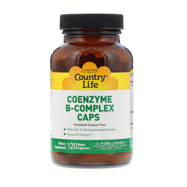 Country life, cápsulas de coenzima complejo b, 120 cápsulas veganas