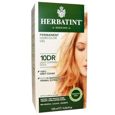 Herbatint, ג'ל צבע שיער קבוע, 10DR, זהב נחושתי בהיר, 4.56 פל אונקיות (135 מ"ל)