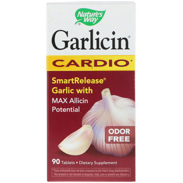 Nature's Way, Garlicin, Cardio, Lugtfri, 90 tabletter