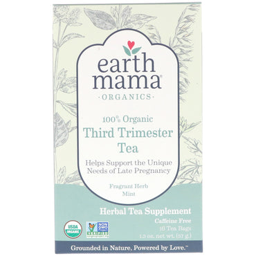 Earth Mama, 100% derde trimester thee, geurige kruidenmunt, 16 theezakjes, 1,3 oz (37 g)