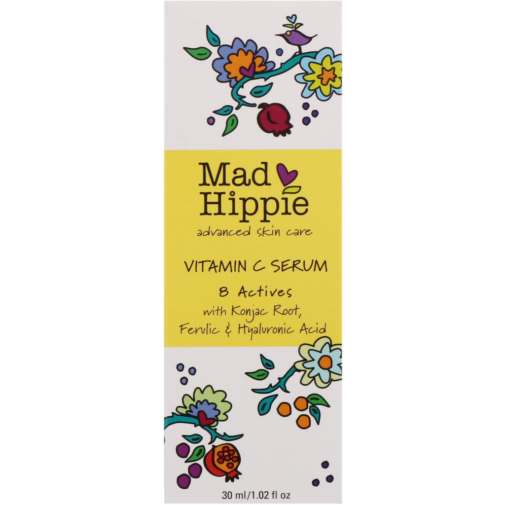 Mad Hippie Skin Care Products, ビタミン C セラム、8 つの有効成分、1.02 fl oz (30 ml)