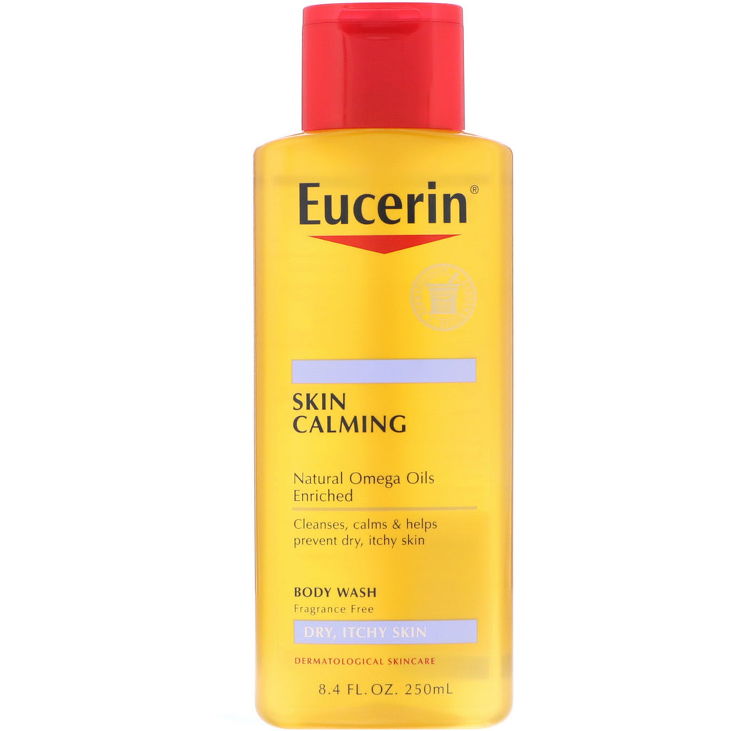 Eucerin ครีมอาบน้ำ Skin Calming สำหรับผิวแห้ง คัน ปราศจากน้ำหอม 8.4 ออนซ์ (250 มล.)
