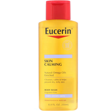 Eucerin, שטיפת גוף מרגיעה לעור, לעור יבש ומגרד, ללא ריח, 250 מ"ל (8.4 fl oz)