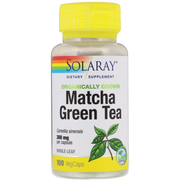 Solaray, chá verde matcha cultivado aliado, 300 mg, 100 cápsulas vegetais