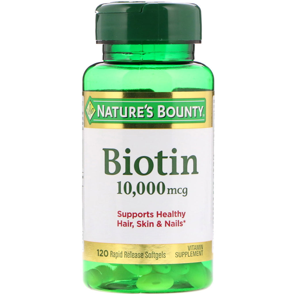 Nature's Bounty, biotina, 10 000 mcg, 120 cápsulas blandas de liberación rápida