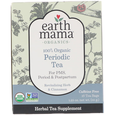 Earth Mama, 100 % periodisk te, revitaliserende urter og kanel, 16 teposer, 1,23 oz (35 g)