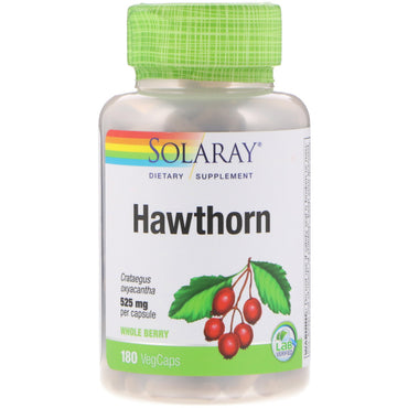 Solaray, hagtorn, 525 mg, 180 VegCaps