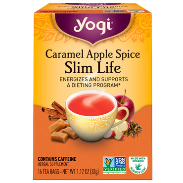 Yogi Tea, Slim Life، توابل التفاح والكراميل، 16 كيس شاي، 1.12 أونصة (32 جم)