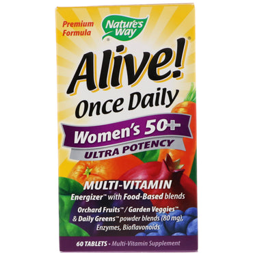 Naturens vei, levende! En gang daglig, 50+ multivitaminer for kvinner, 60 tabletter
