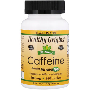 Sund oprindelse, naturlig koffein, med InnovaTea, 200 mg, 240 tabletter