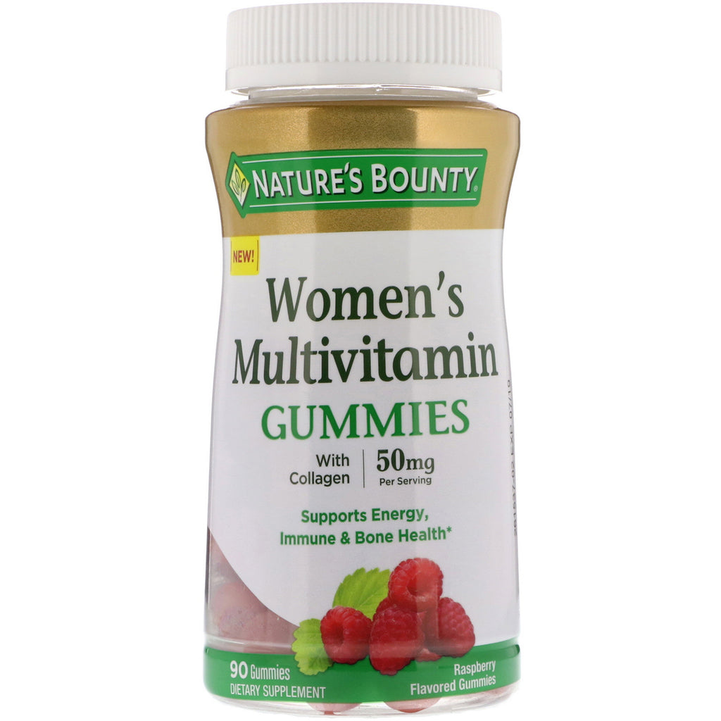 Nature's Bounty, Kvinnors Multivitamin Gummies, Hallonsmak, 50 mg, 80 Gummies