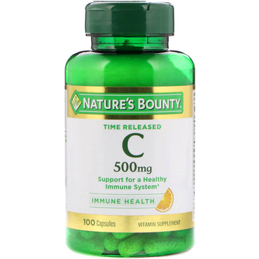 Nature's Bounty, 시간 방출 비타민 C, 500 mg, 100 캡슐