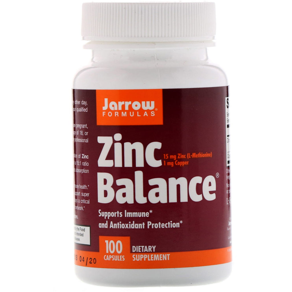 Jarrow Formulas, Equilibrio de zinc, 100 cápsulas