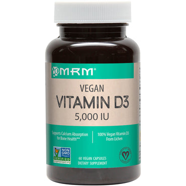 Mrm, فيتامين د3 نباتي، 5000 وحدة دولية، 60 كبسولة نباتية
