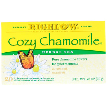 Bigelow, Cozy Chamomile Herb Tea, Caffeine Free, 20 Tea Bags, .73 oz (20 g)