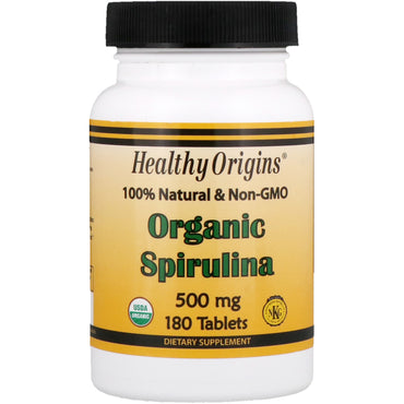 Healthy Origins, Spiruline, 500 mg, 180 comprimés