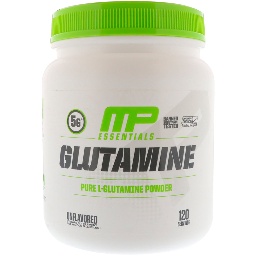 MusclePharm, גלוטמין חיוני, ללא טעם, 1.32 פאונד (600 גרם)
