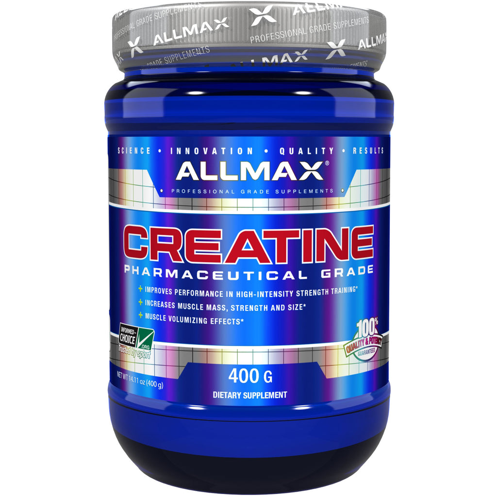 ALLMAX Nutrition, 크레아틴 분말, 100% 순수 미분화 크레아틴 일수화물, 의약품 등급 크레아틴, 400g(14.11oz)
