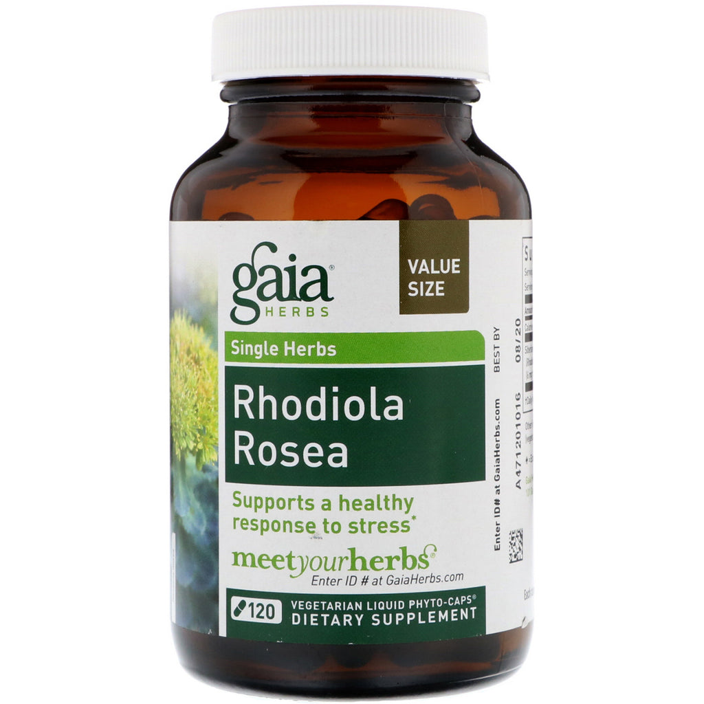 Herbes Gaia, rhodiola rosea, 120 phyto-caps liquides végétariens