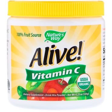 Nature's Way, Alive!, Frugtkilde, Vitamin C, Drink Mix Powder, 4,23 oz (120 g)
