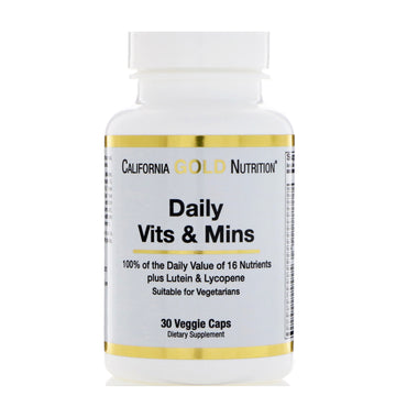 California Gold Nutrition, Daily Vits & Mins, 30 Veggie Caps