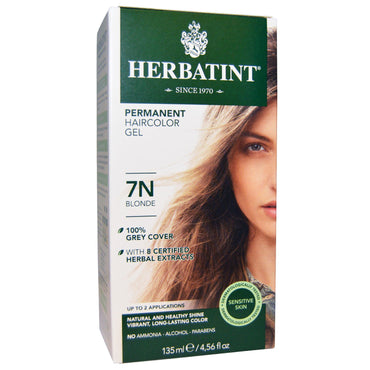 Herbatint, ג'ל צבע שיער קבוע, 7N בלונד, 4.56 פל אונקיות (135 מ"ל)