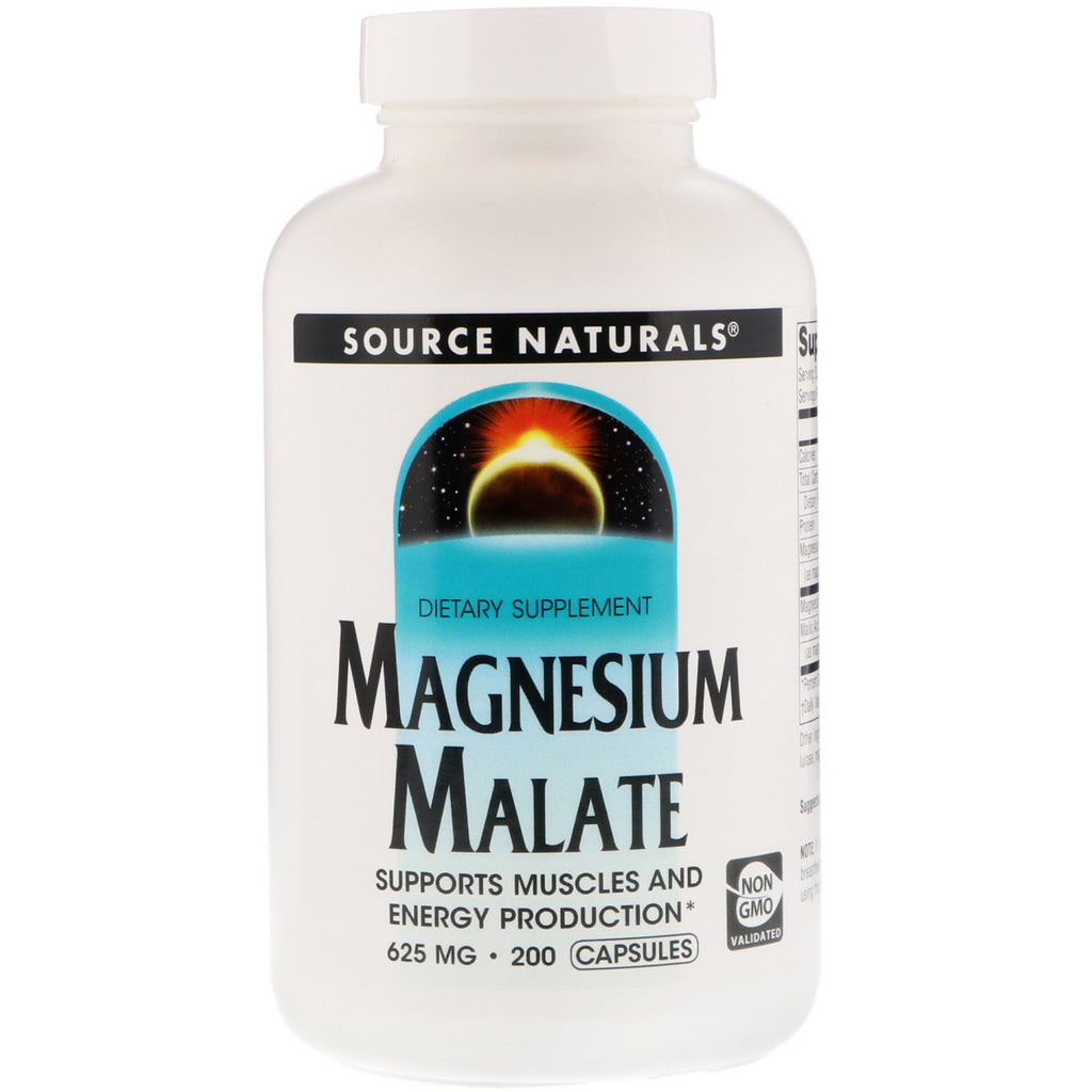 Source Naturals, Malate de magnésium, 625 mg, 200 gélules
