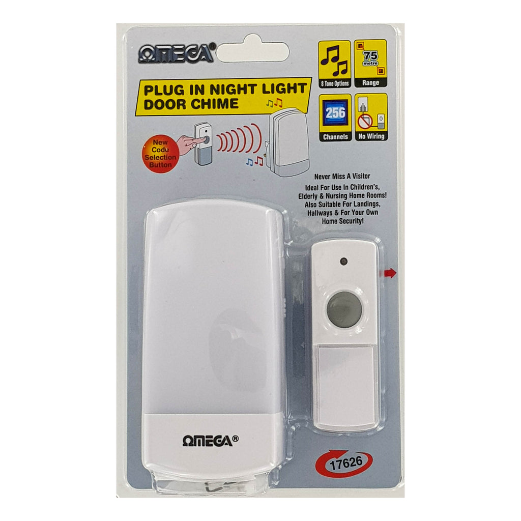 Omega Plug-In trådløs dørklokke med lys